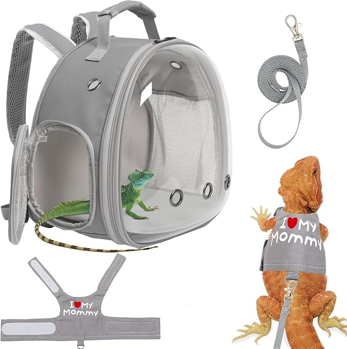 Bird Carrier Backpack, Portable Pet Travel Cage, Transport Bag for Parrots, Small Birds (Grey, One Size)