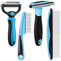 Patelai 4 Pieces Dematting Comb for Dogs Pets Grooming Tools for Dogs and Cats - Fine Tooth Comb, Deshedding Tool & Double-sided Tools Set Ideal for Long/short Hair, Knot Removal