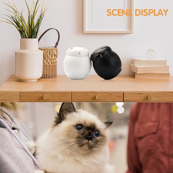 Ceramic Cat Urn for Ashes - Pet Memorial Box with Secure Lid, Funerary Urns Cremation Keepsake for Cats (15 lbs)（Black）