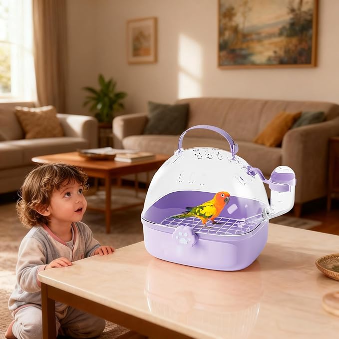 Hamster Carrier - PVC Chinchilla Carrier Cage with Drinker | Spacious Accessory for Transportation of Birds Like Parrots Cockatiels and Parakeets, Spacious Design for Macaw Sparrows