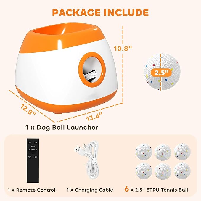 Automatic Dog Ball Launcher for Medium and Large Dogs, 26-79 FT Adjustable Distance Thrower, Hands-Free Automatic Ball Launcher for Dogs Fetch Dog Ball Launcher Toy with Safety AUT