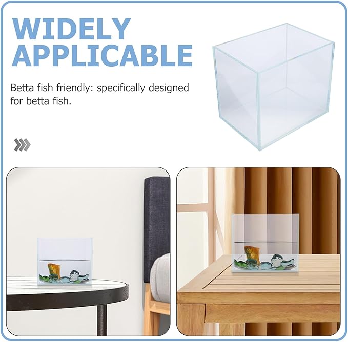 Mini Betta Fish Tank Desktop Aquarium 15x11x13 Cm Ultra- Glass Small Fish Bowl Space-Saving Design for Office
