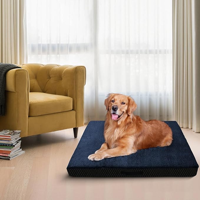 COSHNIBI Dog Bed Covers Replacement Washable,Waterproof Bed Covers Soft Plush Replacement with Zipper & Removable for Dog/Cat 30''Lx20''Wx4''H-Navy Blue