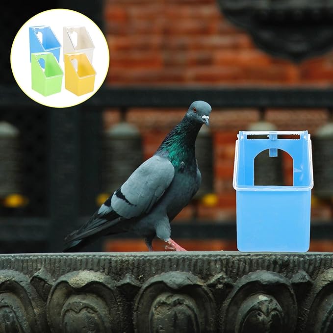 Milisten 4pcs Pigeon Cage Hanging Feeder Boxes with Lid Multifunctional Small Bird Feeding and Watering Container for Parrot and Cage Accessories Plastic Bird Feeders