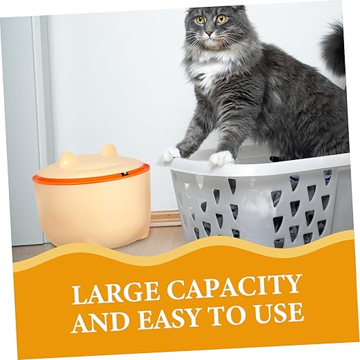 balacoo 1set Pet Litter Storage Container with Lid Convenient One-Button Airtight Cat Trash Can for Litter Waste Bin with Cartoon Design Use