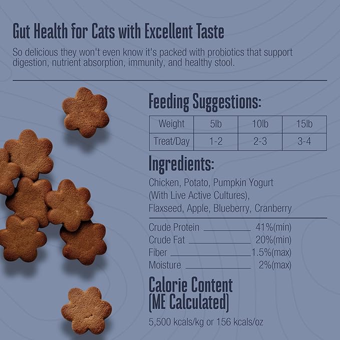 Whole Life Cat Living Treats for Cats – Human Grade Probiotics for Gut Health & Sensitive Stomachs, Natural Digestive Support, Healthy Snacks - Chicken & Yogurt, 1.5 Oz (Pack of 1)
