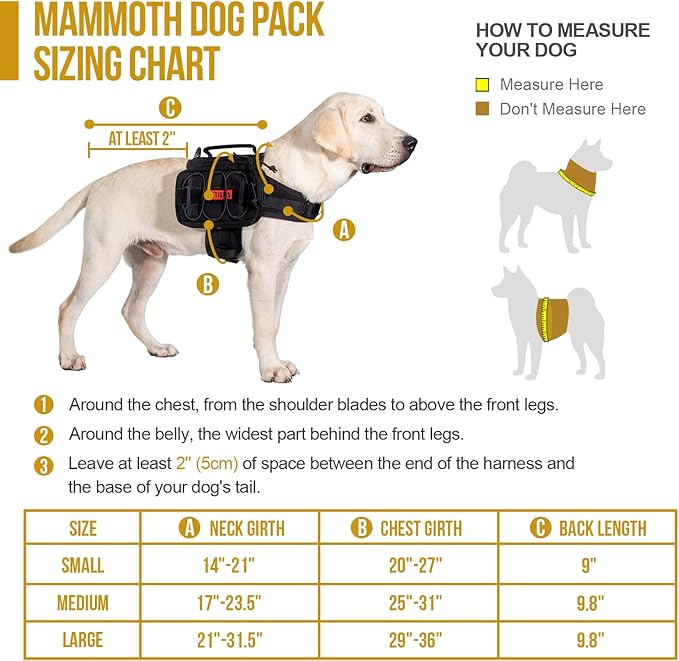 ONETIGRIS Dog Backpack for Medium & Large Dogs, Nylon Backpack for Dogs Tactical Pet Backpack with Side Pockets for Hiking Walking Training Running (Black, Medium)