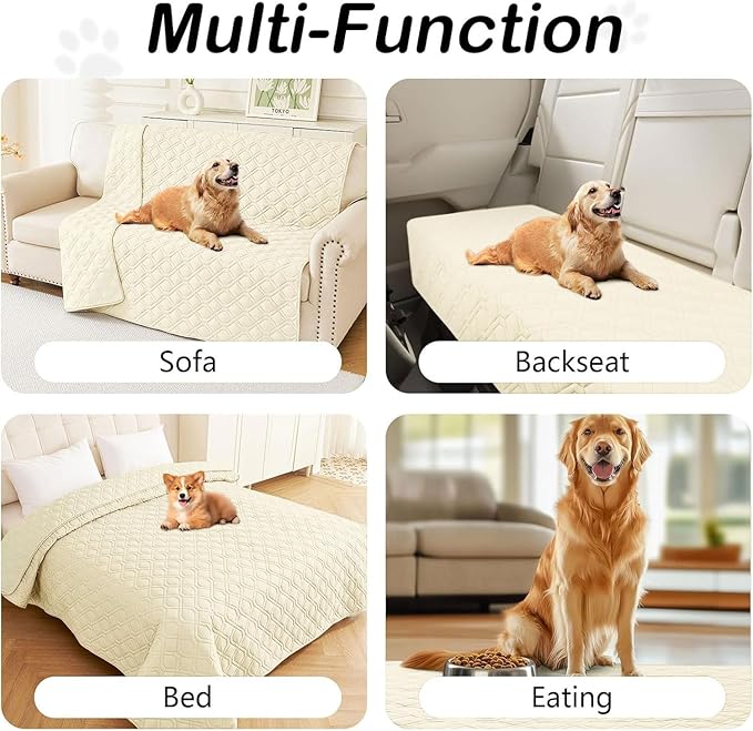 hyha Waterproof Dog Bed Blanket, Soft Pet Blankets, Waterproof Couch Cover for Dogs, Reversible Sofa Covers Washable for Furniture (40x70 Inch, Beige/Beige)