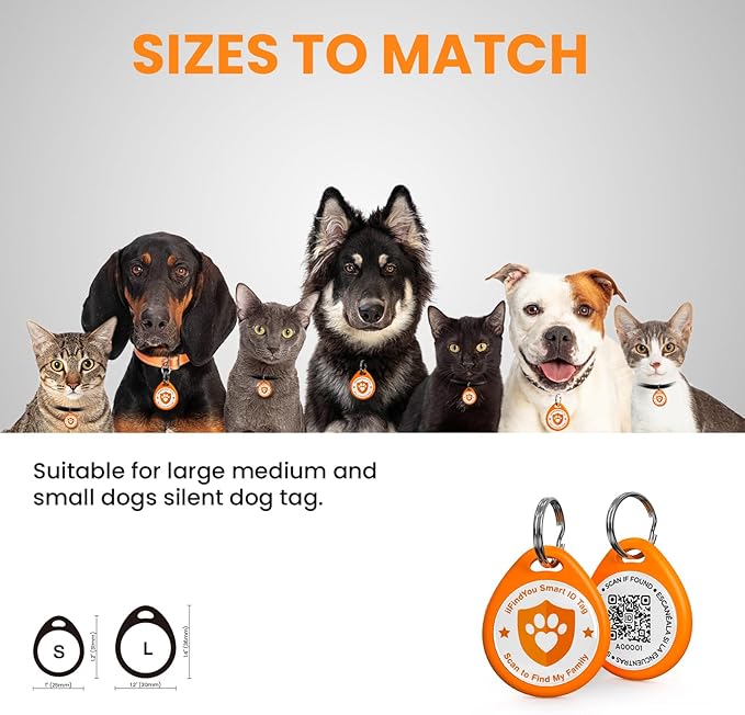 Cat Tags Personalized Small, QR Code Cat Name Tags for Kitten Collar, Scan Location Alerts, Orange S