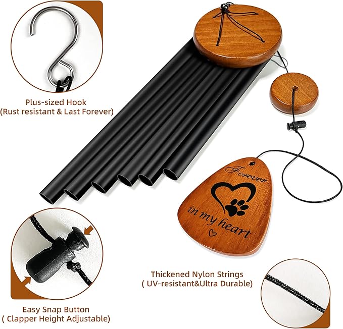 Pet Memorial Gifts Wind Chimes - Dog Cat Memorial Gift,Pet Lost Gifts,Bereavement Remembrance Gift for Loss of Dog Cat Wind Chimes,28 inches