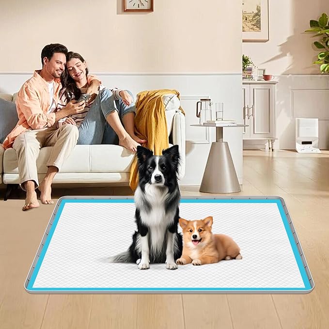 Pee Pad Holder for Dogs, 40" x 28" Silicone Pee Tray Mat Leak-Proof, High Edge, No Spill Pet Pad Holder for Puppy, Cat, Rabbit, Dog Training Pads for Home Floor Protection (Grey)