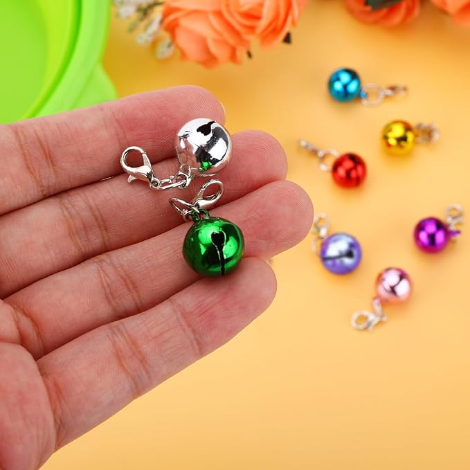 10 Pcs Cat Dog Collar Bells, Jingle Bell for Cat Collar,Dog Collar Charms,Colourful Pet Small Bells with Clasps Collar Accessories,Festival Party DIY Crafts Decoration