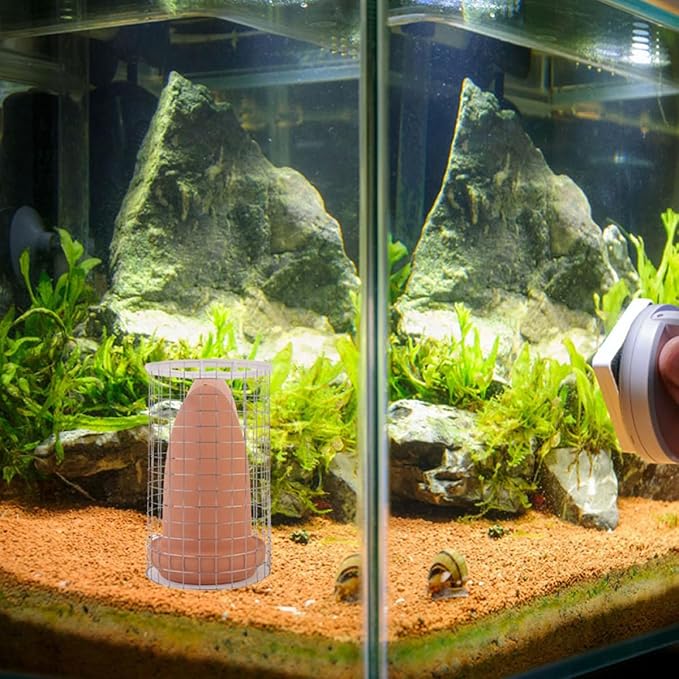 DOITOOL Ceramic Spawning Cones and Aquarium Breeding Box with Protective Net Medium Size Fish Breeding Container for Angelfish Discus Shrimp Suitable for Fish Tank Isolation