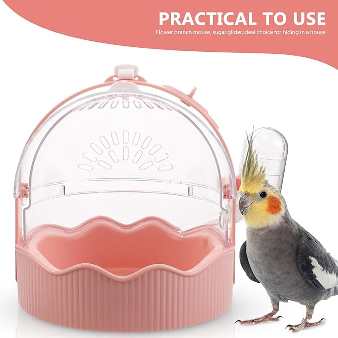 Beaupretty Portable Parrot Travel Cage with Ventilation Lightweight Medium-Sized Bird Carrier Cage for Outdoor Use for Parakeets and Conures Pink