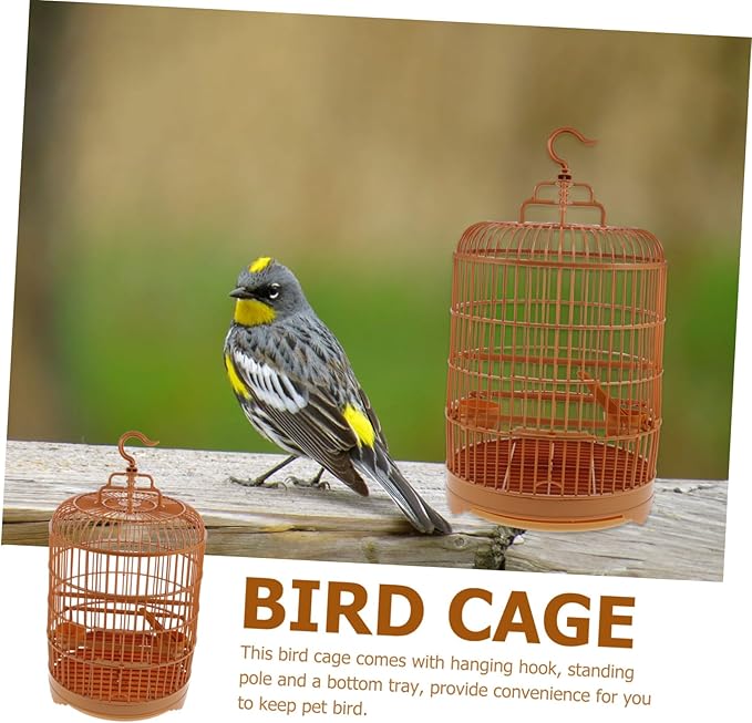 HANABASS Large Parrot Birdcage Round Plastic Budgie Cage Decorative Hook Easy- Base Parakeet Cockatiel Lovebird Pet Cage