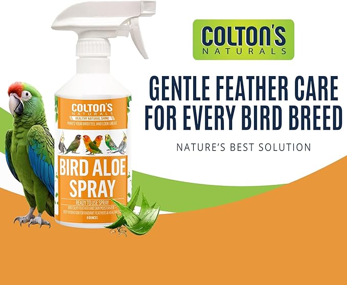 Bird Aloe Vera Spray – Soft Feathers Conditioner & Skin Moisturizer -16 OZ- for Parrots, Cockatiels, Conures & All Birds – Natural Aloe Mist for Molting Relief, Sooths Itchy Dry Skin Feather Plucking