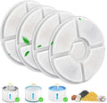 Cat Water Fountain Filter Replacement, 4 Pcs Cat Fountain Filters Dia is 5" with 3-Filtration System, Round Cats Carbon Filters Compatible with 81oz /2.4L Round Automatic Pet Fountain Water Dispenser