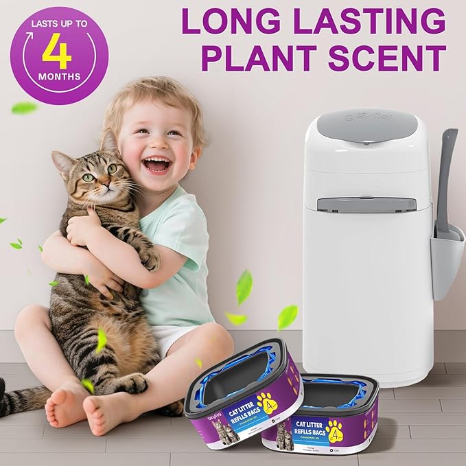 Cat Litter Refill Bags Jumbo 28FT-3 Pack Compatible with Litter Genie Refill Standard,Plus,Style Pail Refills,Cat Refill Cartridge Lasts Up to 12 Months(NOT Compatible with XL)
