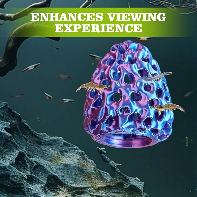 Shrimp Dome Hide, Shrimp Hides for Aquarium, Betta Fish Hideout with Suction Cup, Betta Habitat Tank Ornament Accessories, Aquarium Decor for Small Fish Guppy Hiding Resting (Lid Blue Red)