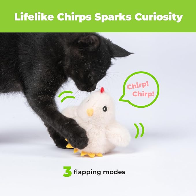 Catify Best Pet Supplies Flapping Duckling, Chick & Bird Cat Toy - Motion-Activated Wings, Realistic Chirps, Catnip-Infused Plush, USB-Rechargeable, Indoor Cats & Kittens, Self-Play Enrichment - Beige