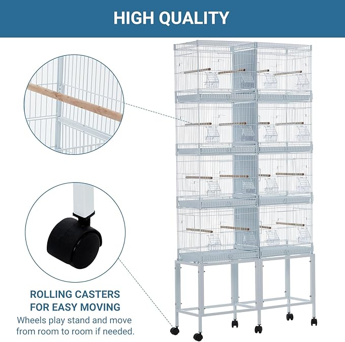 Garvee Lot-4 Breeding Bird Cage, Parrot Cage, Stackable Center Divided Breeder, Seperate Removable Tray, Removable Divider, Lockable Caster, for Birds and Finch