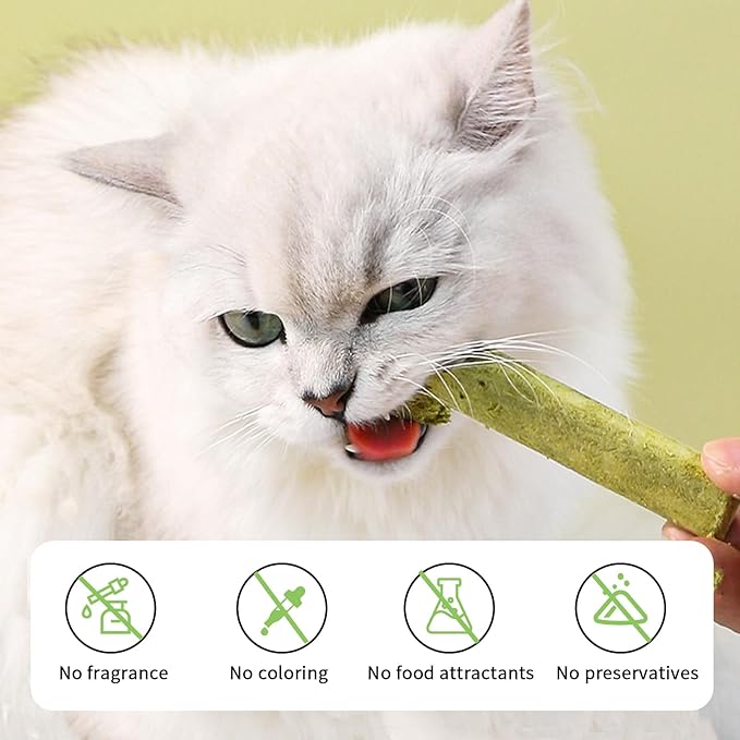 Meowly 110g Cat Grass ﻿Sticks for Cats, Natural Chicken Flavored Cat Grass ﻿Sticks for Teeth Cleaning and Hairball Remedy