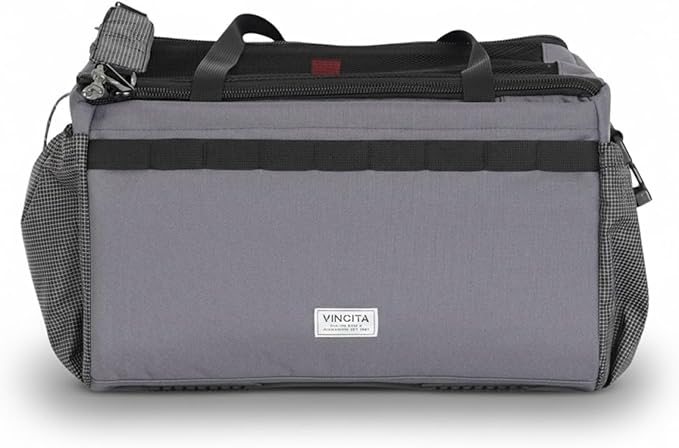 Vincita Caddy Pet Basket for Brompton Bike – Secure Aluminum Frame Dog & Cat Carrier – Breathable Mesh Top, Internal Safety Leash & Washable Liner – Fits Front Carrier Block (Grey)