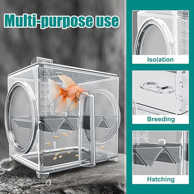 Aquarium Breeding Box,Wall-Mounted Installation Acrylic Tank Hatchery Incubator Box with Feeding Hole for Fish Hatching Rearing