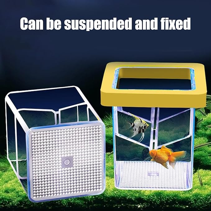 Fish Tank Breeder Box – Suction Cup Isolation Container | Divider Hatchery Unit for Acclimating Raising Fry, Aquarium Setup Accessory for Separating Injured or Aggressive Aquatic Species