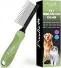 Poodle Grooming Comb - Metal Dematting Comb with Long & Short Stainless Steel Teeth for Removing Matted Hair & Knots, Safe and Gentle for Dogs & Cats (Green)
