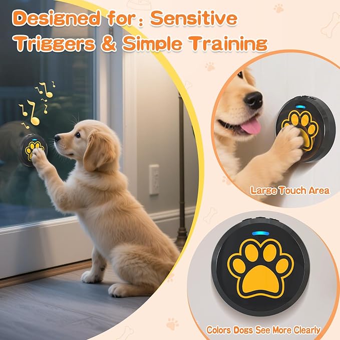 ChunHee Dog Bells to Go Outside - Bell for Dogs to Ring to Go Potty | Chew-Proof Dog Door Bell | 0-115dB Adjustable Volume & 28 Ringtones | Bells for Dog Training to Go Outside Without Barking