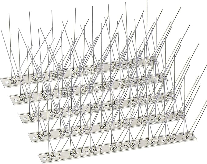 KKY Bird Spikes Stainless Steel Base, Metal Bird Repellent Nail Fence Kit, Can Be Used to Stop Pigeons and Other Small Birds, Covering 65 Feet 60 Packs.