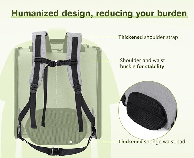 Pecute Cat Backpack with Widened Interior Space, Upgraded Dog Backpack Carrier with Various Ways to Carry, Pet Backpack with Breathable Mesh, Pet Travel Carrier with Soft Padded, Reinforced Support
