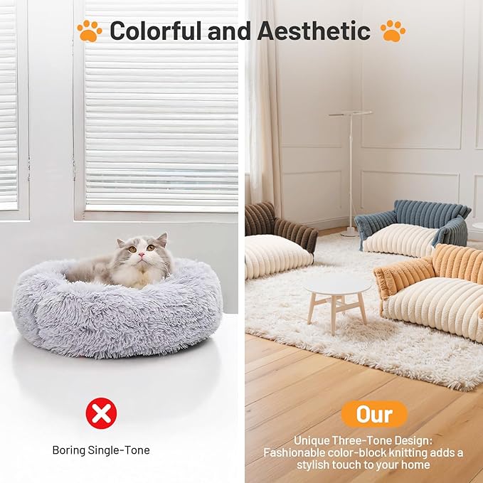Washable Cat Bed Pet Chair - Cute Fluffy Supportive Cat Sofa for Indoor Kitten - Small Dog Bed with Comfortable Cusion
