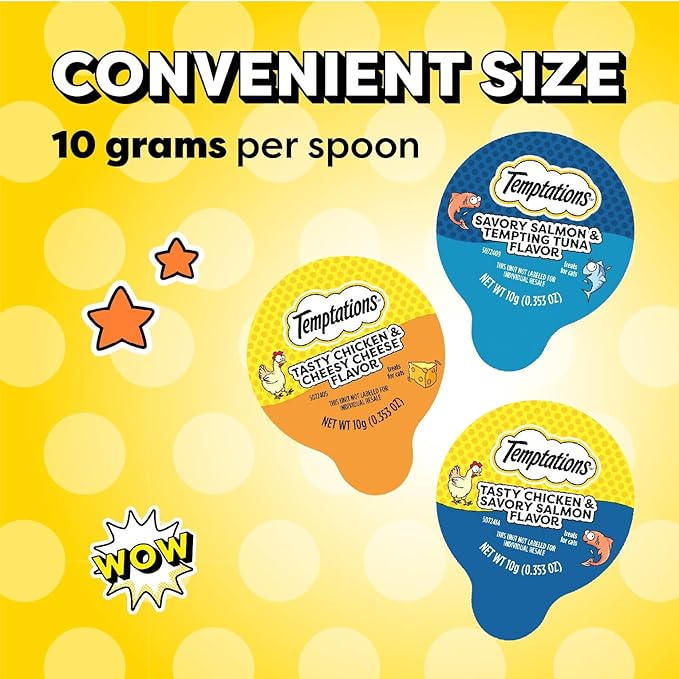 Temptations Lickable Spoons, Soft Lickable Cat Treats, Adult Wet Cat Treats, Variety Pack, 72 Spoons