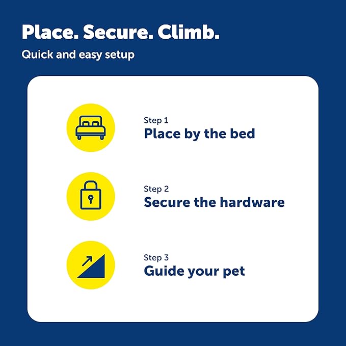 PetSafe CozyUp Bed Ramp - Supports Pets Back & Joints - High Traction Carpet Surface - Furniture-Grade Wood - Cherry or White Finish - Heavy Duty Bed Access Ramp - White