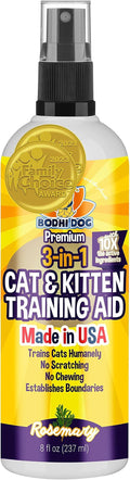 Bodhi Dog 3-in-1 Cat & Kitten Training Aid - Cat Deterrent Spray for Indoor and Outdoor Use - Repellent to Establish Boundaries, Keep Cats Off Furniture, Protect Rugs & Plants - Made in USA (8 Fl Oz)