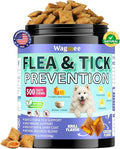 Flea and Tick Prevention for Dogs Chewables – 500 Crunchy & Creamy Tasty Chews, Natural Dog Flea and Tick Treatment Chewable, Oral Flea Chews Supplement for Dogs Puppies, All Breeds & Ages, Chicken