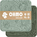 OHMO Lick Mat for Dogs and Cats(Large, Camo&Light Green, 2pcs) Enrichment Accessories Toy Space Star Easy Clean Pet Slow Feeder/Suction Cups, Licking Pad for Anxiety Relief and Boredom Reduction