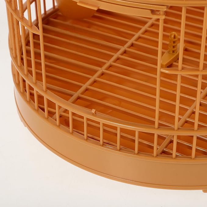 Milisten Hanging Parrot Bird Cage Small Round Plastic Birdcage with Feeder and Hook for Parakeets Finches Cockatiels 14.17In Bird House Carrier