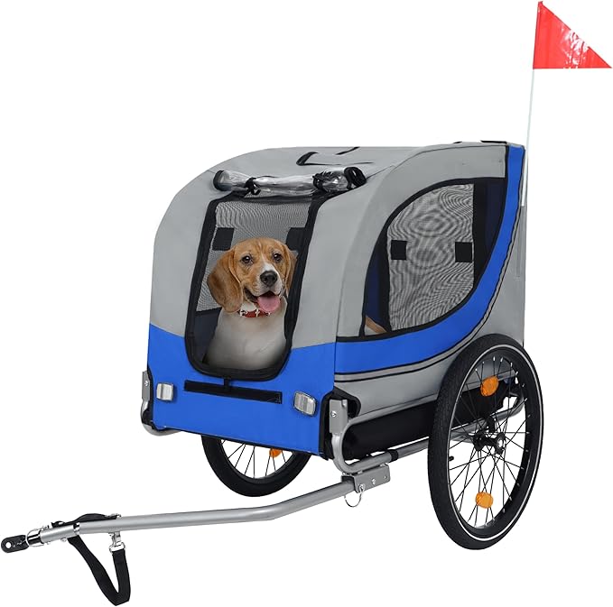 Large Dog Bike Trailer, All-Terrain Pet Carrier, Cargo Carrier, Durable Steel Frame for Travel, Cycling, Outdoor Adventures