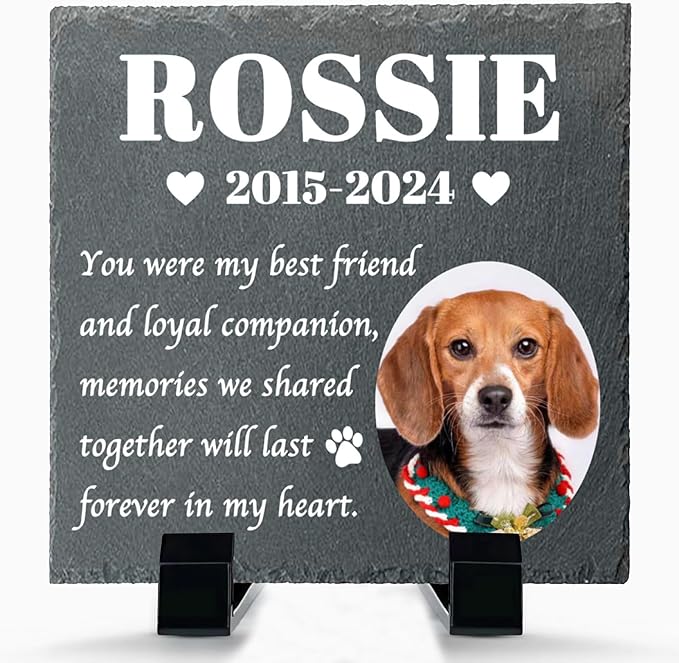 Alienc Personalized Pet Memorial Stone – Custom Dog & Cat Memorial Gifts for Loss, Outdoor Pet Grave Marker, Sympathy Keepsake for Dogs and Cats