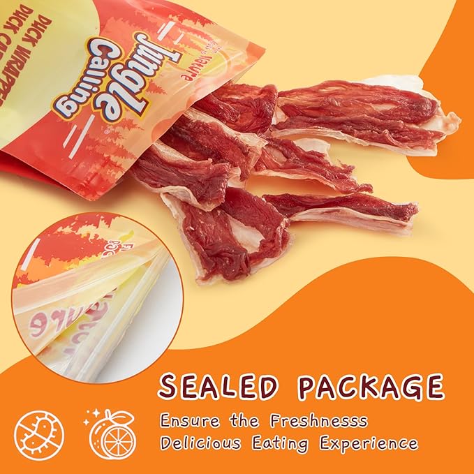 Jungle Calling Duck Wrapped Bones Dog Treats, Made with Real Meat & Cartilage, Rawhide Free Dogs Snacks,Healthy, Easily Digestible, and High Protein Chews Bone Treat, About 21 Count