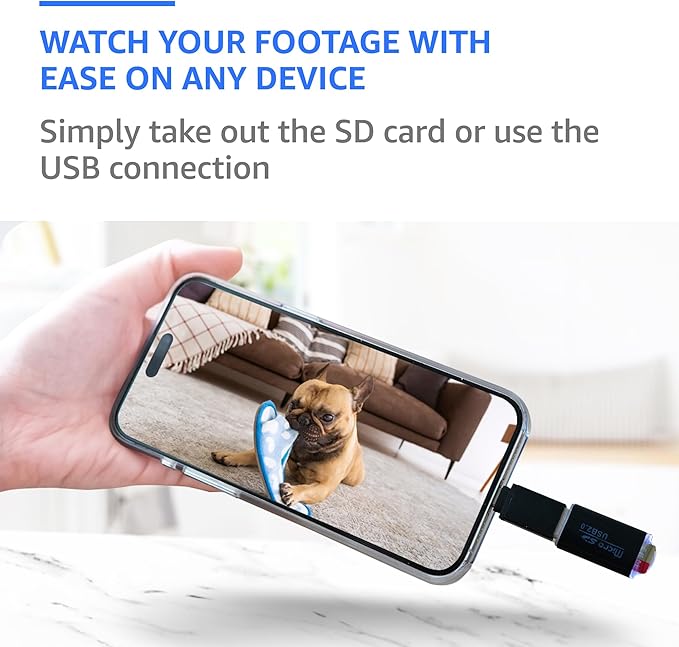 Plug-in Indoor Camera – Premium Full HD 1080P, 110° Wide View, Motion Detection – No WiFi Needed – Continuous Recording via microSD – Simple Plug-and-Go Setup for Home, Nanny & Pet Monitoring