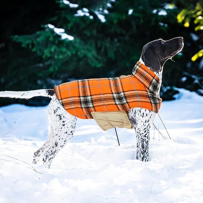 Kuoser Waterproof Dog Coat, Reversible Dog Jacket for Medium Dogs, Adjustable Durable Doggie Winter Coat Warm Puppy Cold Weather Apparel from Small to Large Breed, Orange M