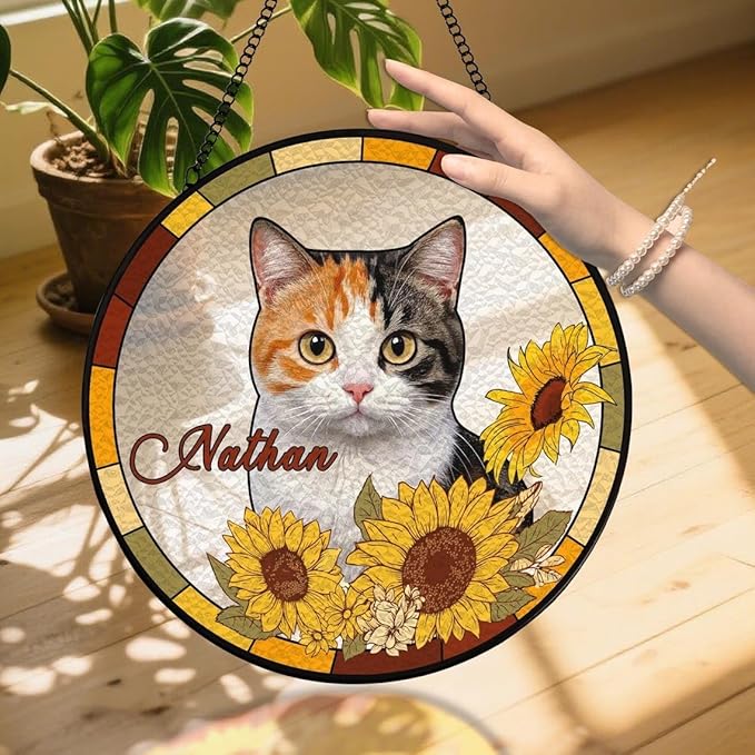 Custom Dog Portrait Stained Glass Catcher, Pet Memorial Stained Glass Photo Catcher, Staineds Glass Dog Memorial, Loss of Dogs Sympathy Gift Personalized, Pet Loss Gifts /10
