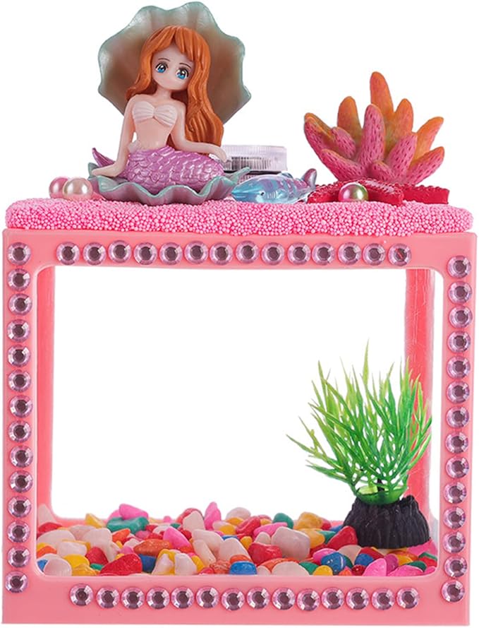 Small Betta Fish Tank Plastic Fish Bowls Single Fish Aquariums Clear Cube Tanks for Feeding Box DIY Craft Acc Plastic Bowls Small Betta Fish Tank Decorations