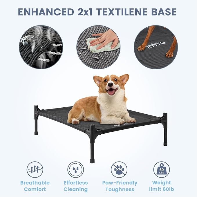 29" 2-in-1 Dog House for Medium Dogs, Elevted Dog House Outdoor/Indoor, Weatherproof Elevated Pet Shelter, Breathable Mesh & Steel Frame, Easy to Assemble & Clean(Grey)
