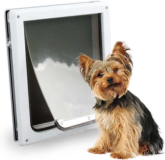 Pet Flap Door 2 Ways Locking Dog Wall Entry Pet Door with Transparent Flap for Dogs (Medium)