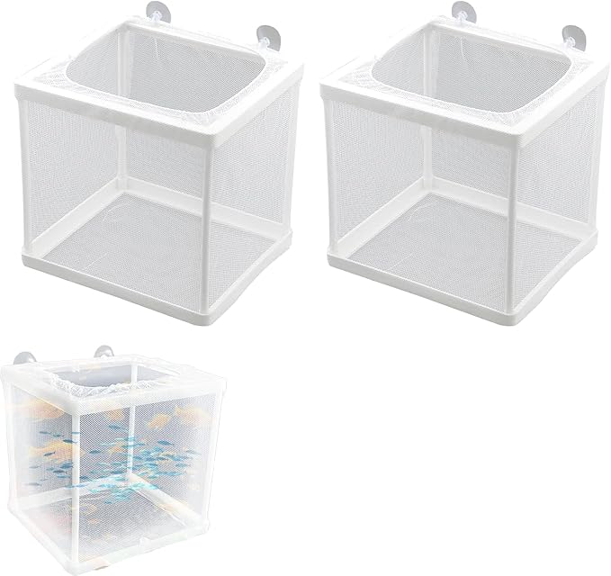 2 Pack Fish Breeder Box for Aquarium,Breeder Box for Fish Tank,Breeding Box for Fish Tank,for Aquarium Juvenile Fishes Separation Net Fry Hatchery with Suction Cups